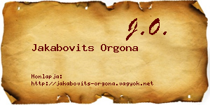 Jakabovits Orgona névjegykártya