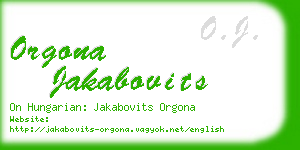 orgona jakabovits business card